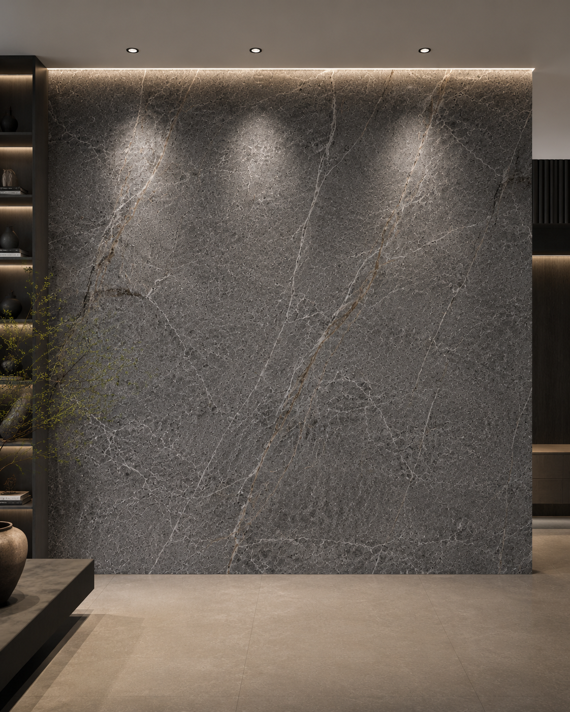 STONEVIA™ Midnight Quartzite | Black Quartzite Architectural Surface