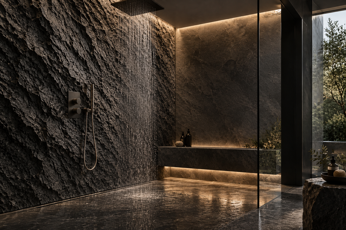 Stonevia architectural surfaces in a wet area interior