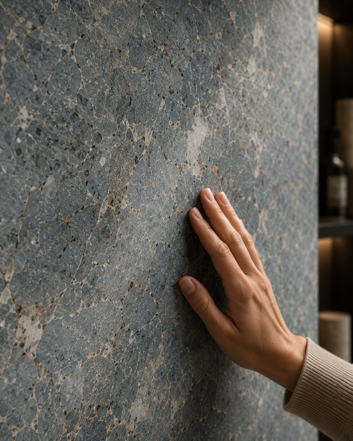 STONEVIA™ Imperial Ash | Polished Grey Stone Architectural Panel