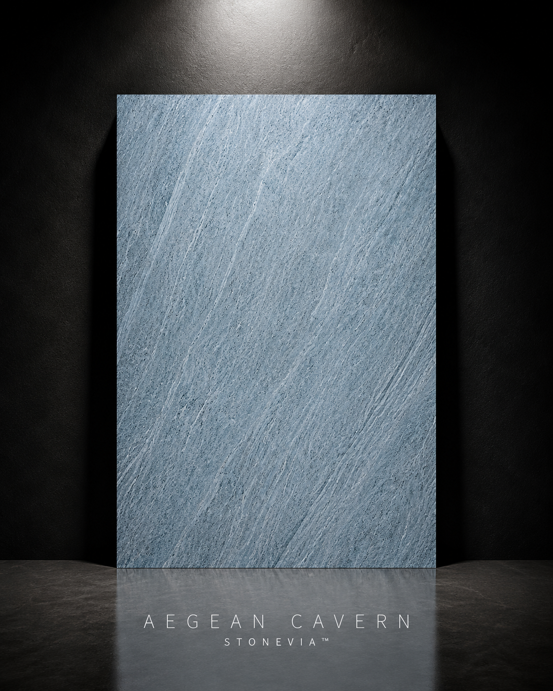 STONEVIA™ Aegean Cavern | Blue Travertine Architectural Surface