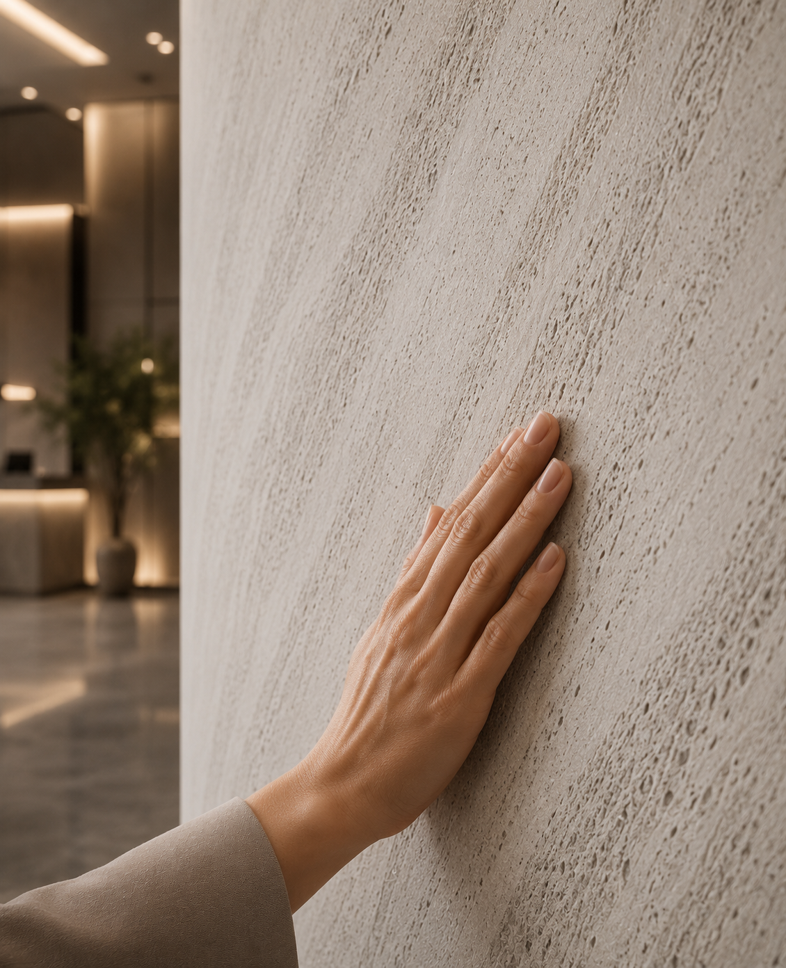 STONEVIA™ Pearl Cavern | White Travertine Flexible Stone Panel