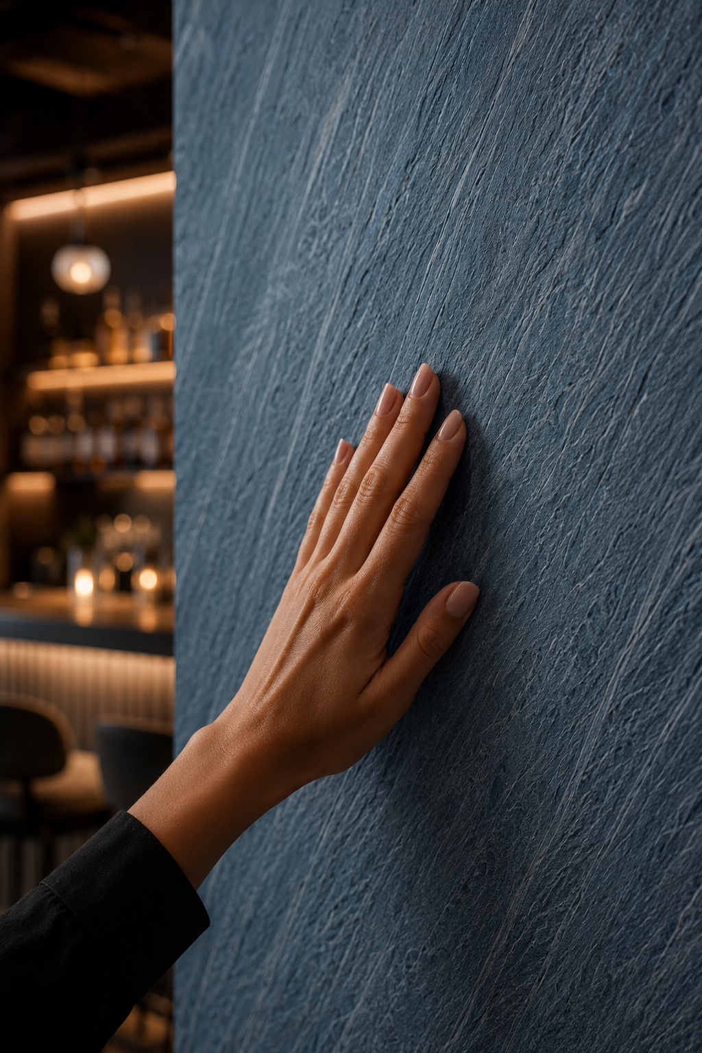 STONEVIA™ Aegean Cavern | Blue Travertine Architectural Surface