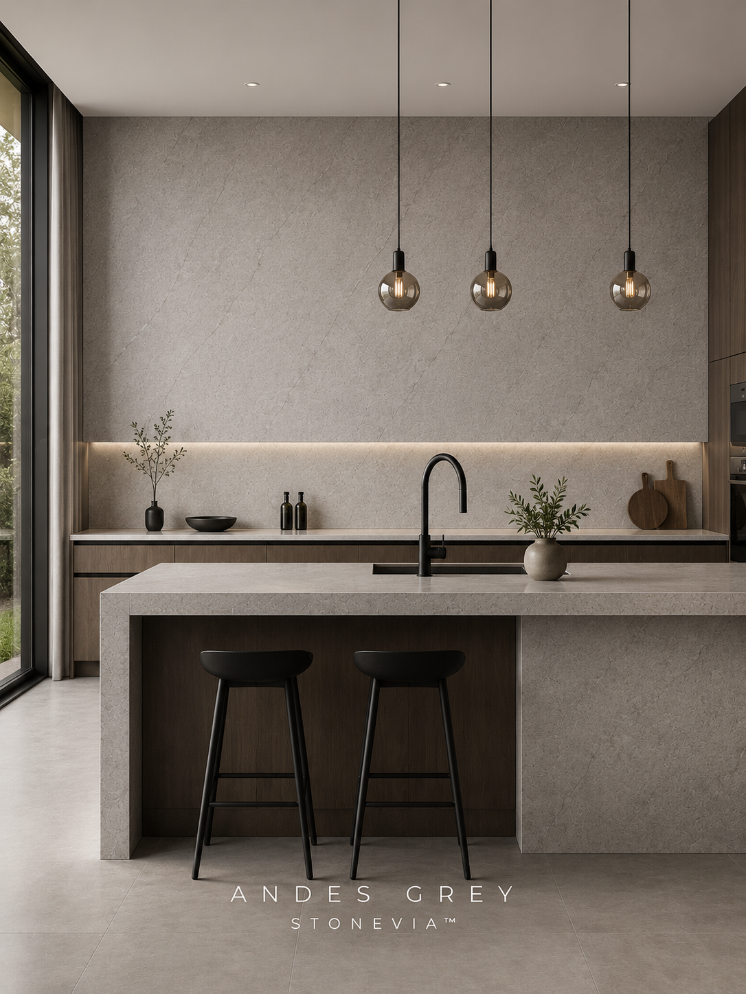 STONEVIA™ Andes Quartzite | Grey Quartzite Flexible Stone Pane