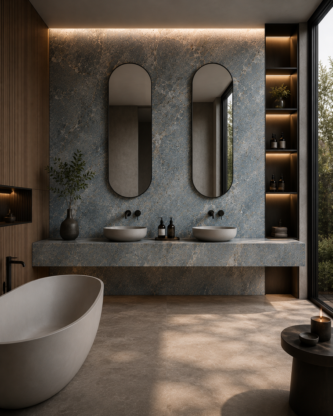 STONEVIA™ Imperial Ash | Polished Grey Stone Architectural Panel