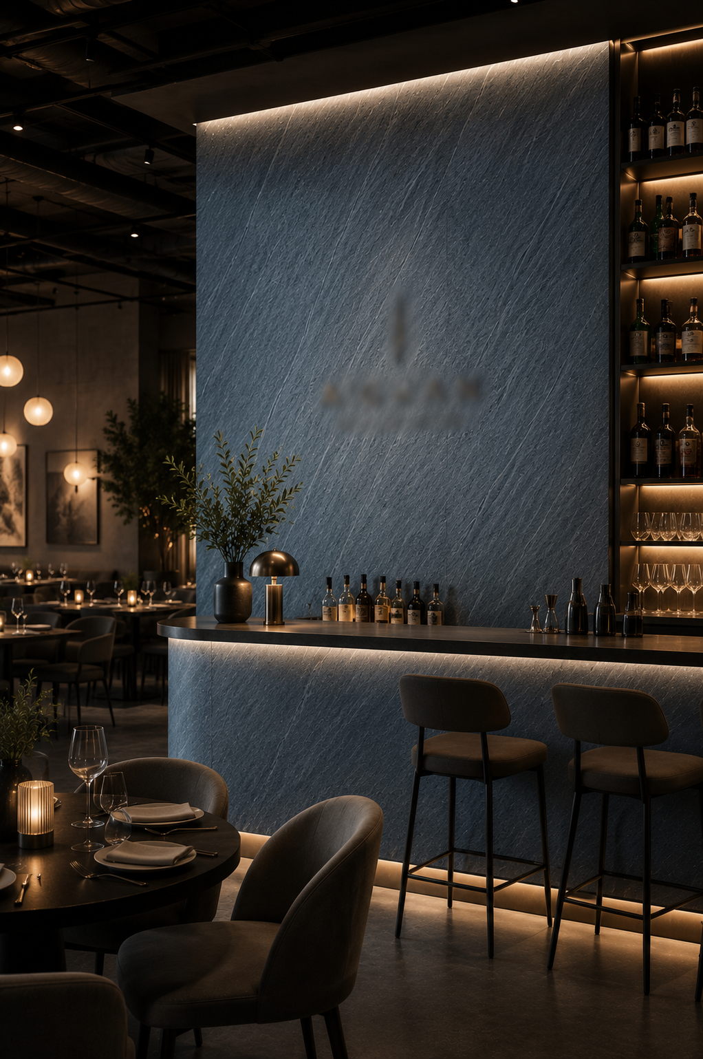 STONEVIA™ Aegean Cavern | Blue Travertine Architectural Surface